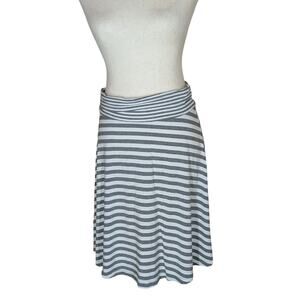 Gap Women's Grey White Stripe Foldover Waist Skirt Sz M Retro Preppy Y2K Skater
